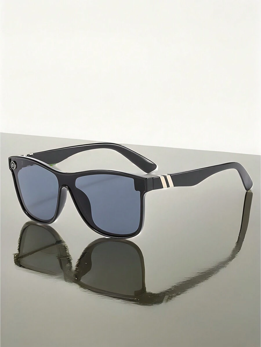 1 件女士偏光运动眼镜，镀膜镜片，大镜框，适合户外骑行、登山等户外活动 - 黑框灰片 - 查看 1