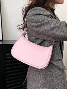 Borsa a tracolla di colore solido, minimalista ed elegante, lucida e alla moda, carina e alla moda