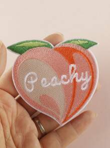 1 pieza de parche de tela bordado con durazno inglés para ropa DIY, pantalones, sombreros, bolsas, zapatos, fundas de teléfono, ideal para decoración y reparación de ropa - Multicolor - Ver 2