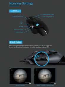 Ratón de juego con cable G402 Hyperion Fury, 4.000 DPI, ligero, 8 botones programables, compatible con PC - Negro - Negro - Ver 3