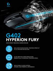 Ratón de juego con cable G402 Hyperion Fury, 4.000 DPI, ligero, 8 botones programables, compatible con PC - Negro - Negro - Ver 1