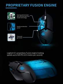 Ratón de juego con cable G402 Hyperion Fury, 4.000 DPI, ligero, 8 botones programables, compatible con PC - Negro - Negro - Ver 5