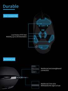 Ratón de juego con cable G402 Hyperion Fury, 4.000 DPI, ligero, 8 botones programables, compatible con PC - Negro - Negro - Ver 4