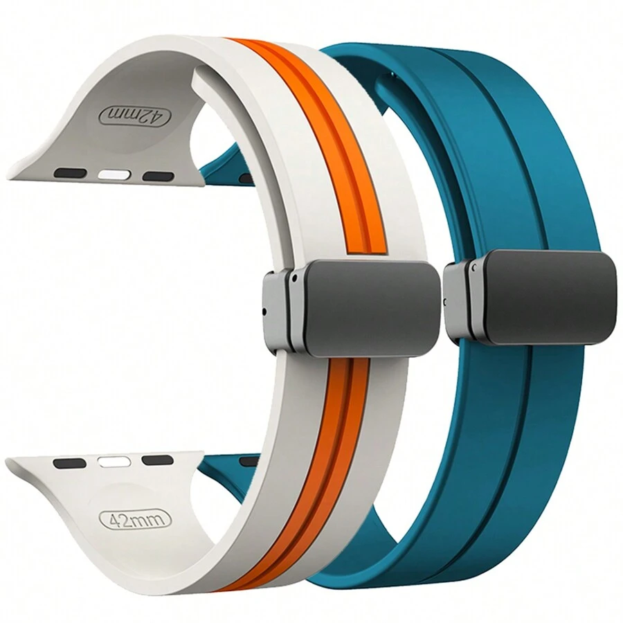 New Sport Magnetic Watchband Strap For Apple Watch Band 49mm 46mm 44mm 45mm 40mm 41mm 42mm 38mm Silicone Bracelet Compatible With IWatch Series 10 9 8 7 6 5 4 3 2 1 Se Ultra 1/2 - Multicolor - View 1