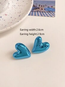 1 đôi bông tai hình trái tim đầy màu sắc hình học sành điệu - Màu xanh lam - Xem 9