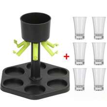 1pc Hexagonal Fair Share Liquor Dispenser, Party Wine Distributor With Cup Tray - Black - View 3