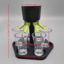 1pc Hexagonal Fair Share Liquor Dispenser, Party Wine Distributor With Cup Tray - Black - View 2
