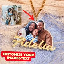 個性化時尚元素設計頸鍊，定制紀念品生日禮物驚喜禮物結婚周年紀念親子禮物 - Gold text and Gold - 查看 8