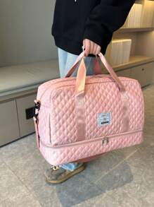 1入旅行袋，運動包，週末包，手提行李袋，手提包，大容量耐用拉鍊展開設計，適用於商務旅行，度假，醫院學校開學和其他場合，尼龍材質，粉色，適用於女性老師，孕婦等。蜜月旅行必備，同時也適用於學生，朋友，女友，愛人和媽媽，是完美的超市購物收納袋。 - 粉色 - 查看 4