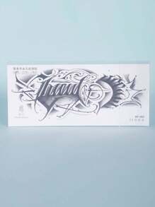 Tatouage temporaire de lettre anglaise avec décoration créative de style européen, imperméable à l'eau et à la transpiration, durée de 1 à 2 semaines, jus d'herbes réaliste et faux noir non réfléchissant tatouages ​​pour hommes, Autocollants de tatouage pour bras, poitrine, jambe, art corporel moderniste.