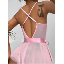 Women's Sheer Lace Lingerie - Pink - View 2