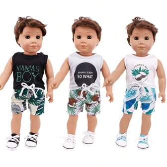 2pcs Short Sleeve Top And Shorts Swimsuit Set For 43-45cm Male Doll Accessories,Home Decoration