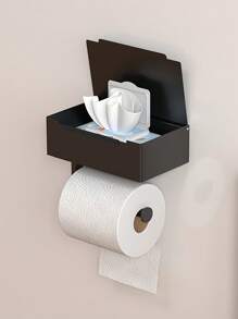 1个带储物架的卫生纸架，卫生纸和湿巾架，浴室纸巾分配器，浴室配件，浴室用品，浴室工具 - A款 - 查看 2