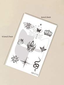 CAT QUEEN ART Tatuaje temporal de jugo herbal con pequeños patrones Y2K, a la moda y personalizado, dura de 7 a 14 días sin despintarse o deslumbramiento, adecuado para dedos, orejas, hombros, cuello, clavículas y Body, 1 hoja/paquete - Azul - Ver 9