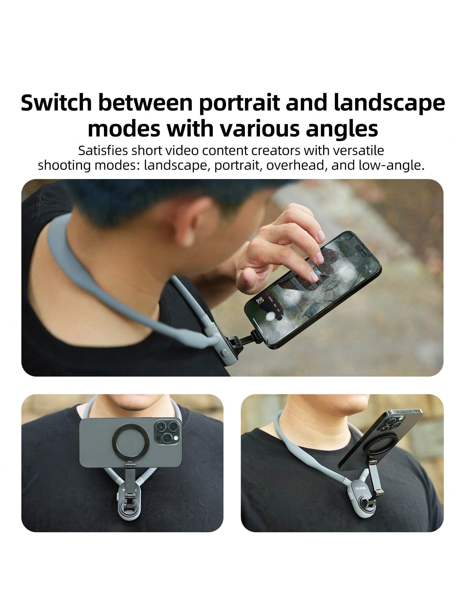 TELESIN جبل عنق مغناطيسي للهواتف الخلوية، حامل هات...