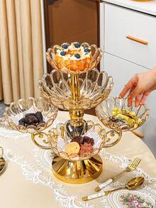 1set Crystal Fruit Plate, European-Style Luxury Crystal Multi-Layer Rotating Fruit Tray For Home Living Room - Multicolor - View 6