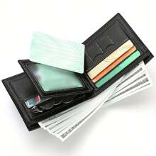 1 件男士短款钱包高端 PU 皮革青年荔枝纹拉链卡包零钱包男士钱包钱包男式钱包真皮 - 咖啡棕 - 查看 6