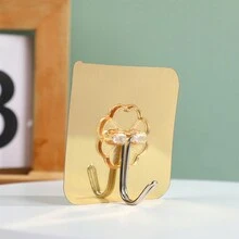 5pcs Gold And Silver Non-Marking Hooks Strong Adhesive Hook Kitchen Bathroom No Nail Stickers Magic Sticky Hooks - Multicolor - View 8