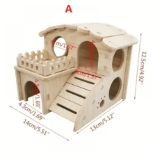 倉鼠搖搖樂,小型巢穴,實木小房子,倉鼠睡眠窩,黃金絲熊小別墅,玩具用品,DIY倉鼠配件,木製鼠居藏身處和金絲雀搖搖樂,寵物運動健身遊戲套裝 - 杏色 - 查看 6