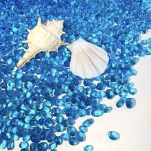 天然藍色玻璃水晶片拋光石頭，適用於室內植物、魚缸填充物、珠寶製作、許願瓶、裝飾、花園、噴泉和其他DIY項目 - 彩色 - 查看 8