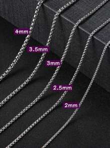 1入組不銹鋼2-4mm龐克盒鏈項鍊，男女皆宜的嘻哈風時尚珠寶飾品