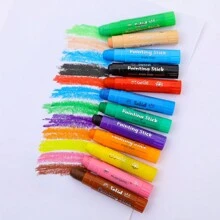 purespirit 12 couleurs Bâtons de peinture artisanale, bâtons de peinture lavables de couleur unie pour les enfants et les étudiants, rentrée scolaire, fournitures scolaires - Multicolore - Voir 5