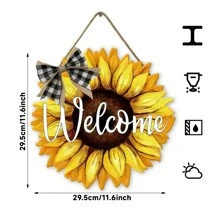 1 件向日葵门标志欢迎门挂钩用于前门装饰，春季主题 12 英寸木制花环挂钩适用于农舍门廊墙壁装饰、室内/室外使用、家居装饰、房间装饰、墙壁装饰 - 彩色 - 查看 6
