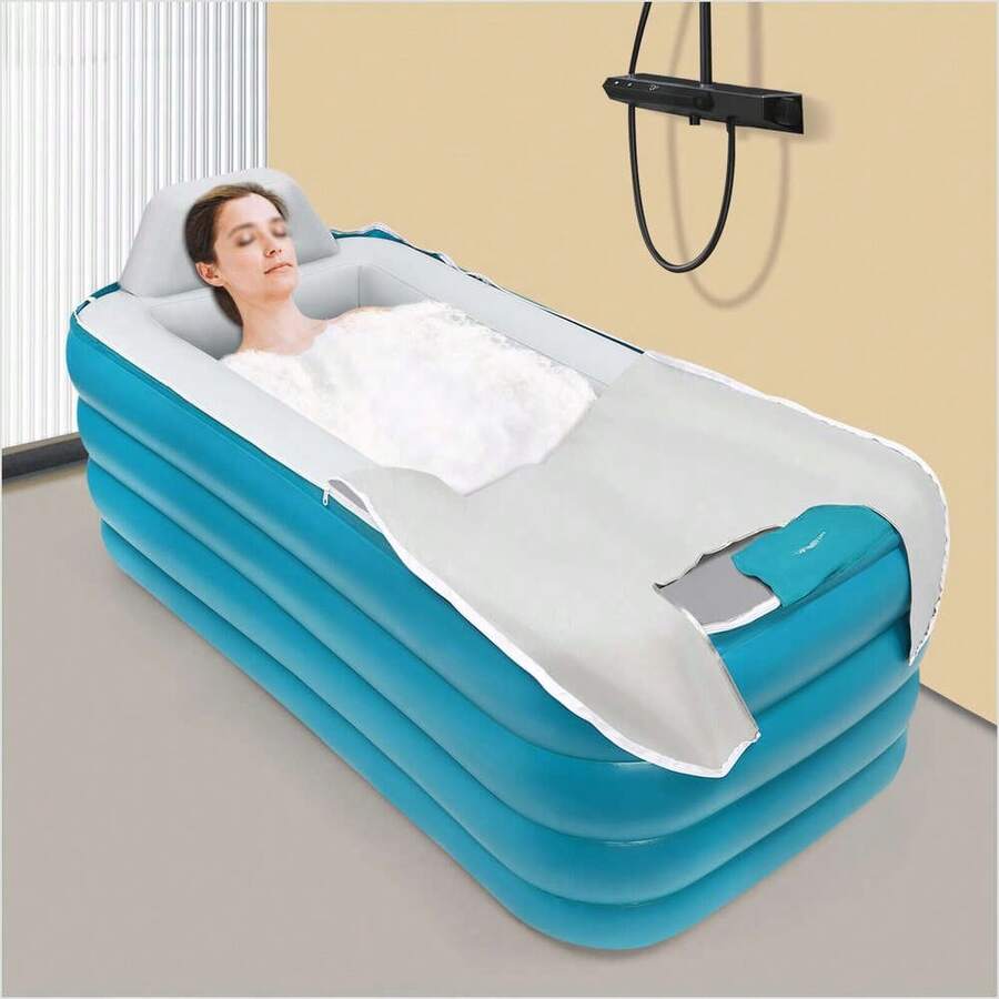 PVC Adult INFLlatable Bathtub Foldable Portable Spa Bath Tub Water Pool W/Pump - Multicolor - View 1