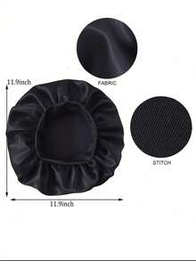 1 pieza Gorro de seda para dormir, gorros de satén, gorro de dormir de seda con banda elástica suave, envoltorio de cabello de seda para cabello rizado (negro y dorado) - Negro - Ver 2