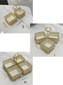 1pc Gold Plated Candy Snack Dish Stand Christmas Gift - Milky White - View 2
