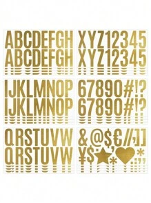 12/6张，6.35厘米防水大号金色自粘字母装饰贴纸DIY邮箱贴纸烫金字母贴纸大号字母数字符号贴纸装饰自粘