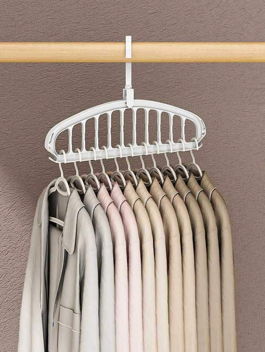 Rotating Magic Clothes Hanger Multi-Function Folding Hanger With Multiple Holes, Suitable For Children, For Indoor Wardrobe Drying And Hanging - Multicolor - View 1