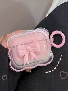 1 件粉色 3D 蝴蝶结设计耳机盒，兼容 Airpods Pro/3rd Gen - 粉色 - 查看 10