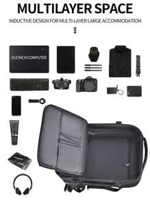 男士新款大容量旅行背包，可擴展肩袋，多功能旅行電腦背包，中性週末過夜包，戶外海灘包，學生背包。配置USB充電口，多層口袋可擴展厚度，防刮擦、耐磨和防水面料，休閒商務男士包，質感簡約復古時尚包，適用於海濱旅行、商務差旅、購物、上下班通勤。適合作為朋友、家人和男友的禮物。 - 灰色 - 查看 7