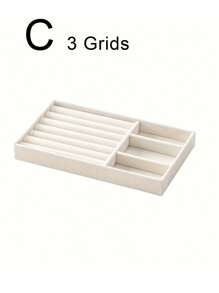 1/5pcs Beige Desktop Jewelry Display Storage Box Elegant Stackable Velvet Jewelry Tray Organizer - Portable Multi-Purpose Storage For Rings, Earrings, And Necklaces