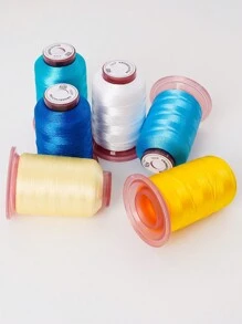 6 sợi chỉ thêu đầy màu sắc để thêu vi tính, chỉ thêu tay DIY để sử dụng tại nhà, chất liệu quần áo & phụ kiện - xanh vàng trắng - Xem 5