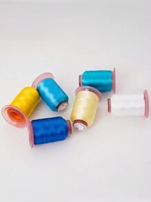 6 sợi chỉ thêu đầy màu sắc để thêu vi tính, chỉ thêu tay DIY để sử dụng tại nhà, chất liệu quần áo & phụ kiện - xanh vàng trắng - Xem 6