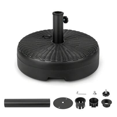 Fillable Round Umbrella Base Stand, Water/Sand Filled Patio Umbrella Holder, Fit Umbrella Poles 38 & 48 Mm Weighted Market Table Umbrella Base For Yard Garden, Up To 30kg