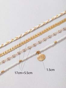 4pcs Beachy Casual Vacation Style Shell & Beaded Alloy Rope Bracelet Set For Women, Dating Gift - Braiding - View 9