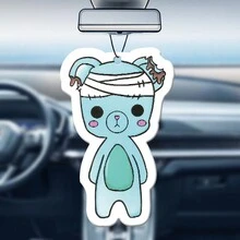 Kẹp thông hơi làm mát không khí ô tô, màu đen, hình kẹo, nhân vật hoạt hình đến từ Nhật Bản, mặt dây chuyền hương thơm cho gương chiếu hậu, thích hợp cho xe hơi/văn phòng tại nhà/nhà vệ sinh/bàn, nhân vật phim kinh dị cổ điển Halloween từ phim hoạt hình Nhật Bản - Màu xanh nhạt - Xem 13