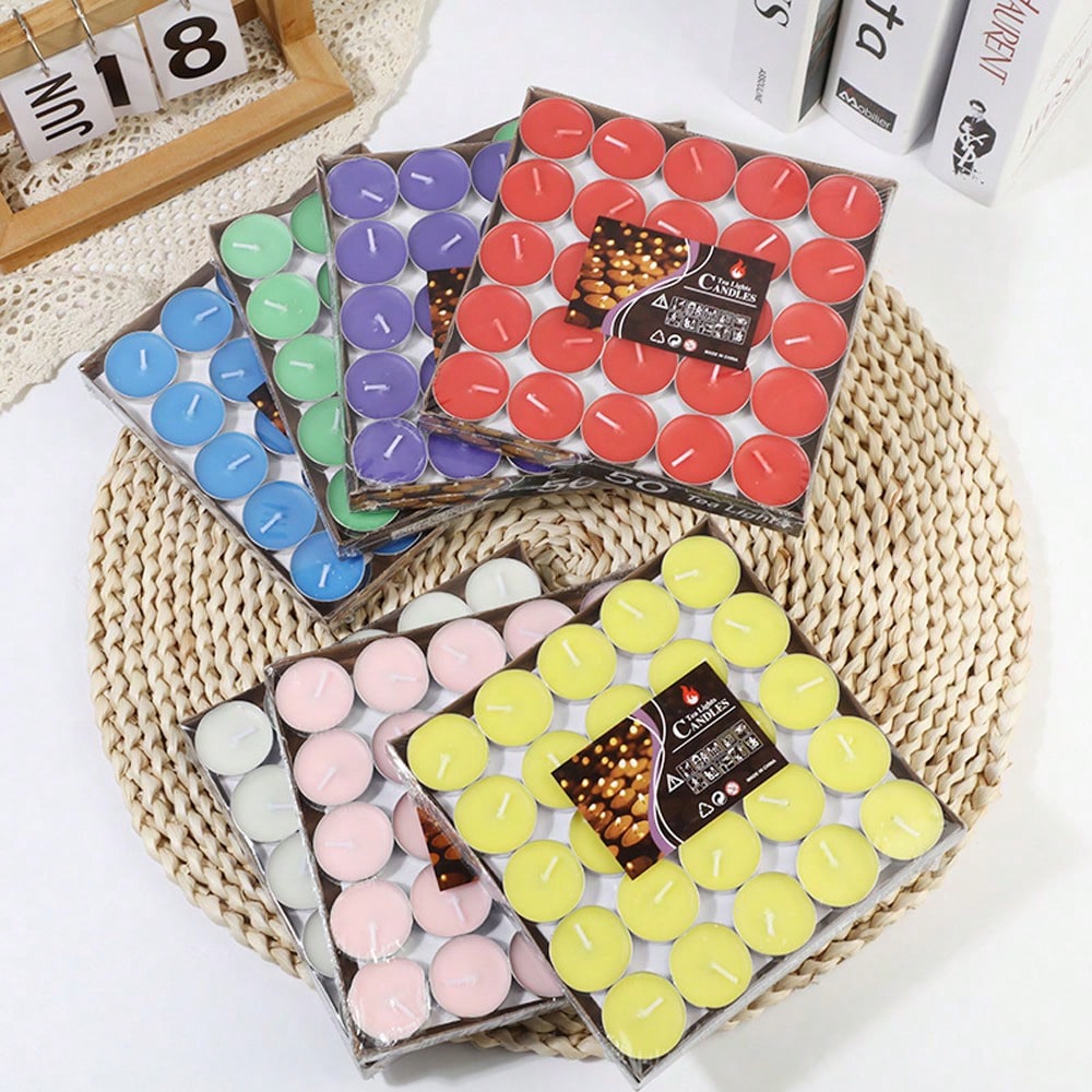 50 piÃ¨ces Bougies chauffe-plat en cire avec activateur de feu pour proposition romantique, anniversaire, dÃ©coration, sans fumÃ©e