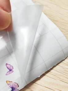 1入組水彩貓剪影和紫色蝴蝶圖案DIY自粘防水育兒室裝飾貼紙，自帶粘性裝飾貼紙，輕鬆裝飾美化家居 - 彩色 - 查看 6