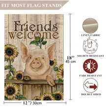 1入組歡迎朋友可愛豬花園旗，戶外農家裝飾亞麻雙面花園旗幟30x45cm，為家人和朋友帶來有趣的農家禮物，適用於花園旗幟禮物 - 多色 - 查看 5