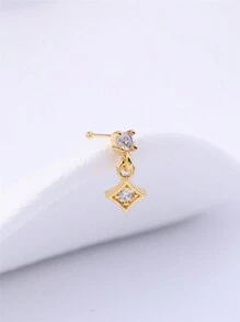 KARYOKO 1 PC Golden Tiny Dangle Nose Stud Shiny CZ Silvery Dangling Nose Piercing Jewelry For Women Men Small Ear Nose Bone Ball Pin Party Jewelry Gift - Dangle Nose Stud - View 9