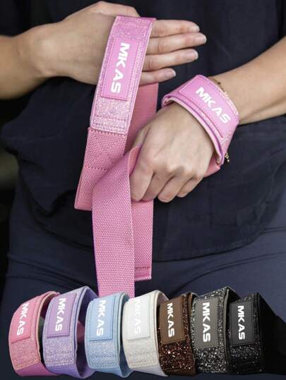 MKAS 1 par de Muñequeras brillantes con elevación para levantamiento de pesas, culturismo, powerlifting, entrenamiento de fuerza y dominadas - Muñequeras de neopreno acolchadas para gimnasio