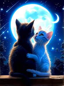 富贵猫 5D 钻石艺术画套装，全圆钻石十字绣，适合成人或初学者，钻石艺术工艺品适用于家庭墙壁客厅装饰 - 彩色 - 查看 6