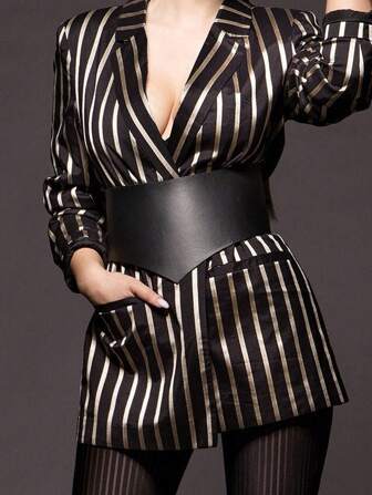 1 Pc Ladies Black Wide Belt Adjustable Belt Stylish Silhouette Corset Halloween Summer, School