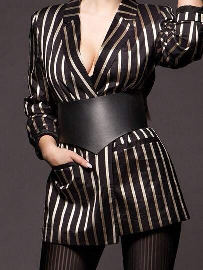 1 Pc Ladies Black Wide Belt Adjustable Belt Stylish Silhouette Corset Halloween Summer, School