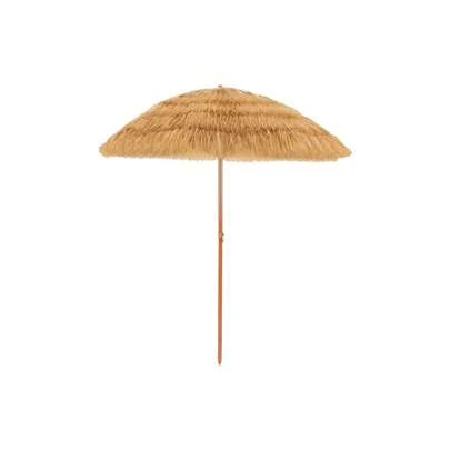 Parasol Hawaii Garden Umbrella Balcony Umbrella Foldable Beach Umbrella With Fringes Patio Umbrella With Anchoring Round Hawaii Umbrella Beige