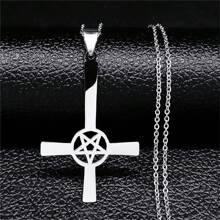 Inverted Cross Occult Pentagram Necklace Upside Down Cross Gothic Satan Necklaces  Satan